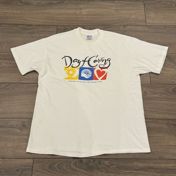 Vintage 90s 1994 United Way Graphic T Shirt Size XL White Single Stitch USA - Picture 1 of 6